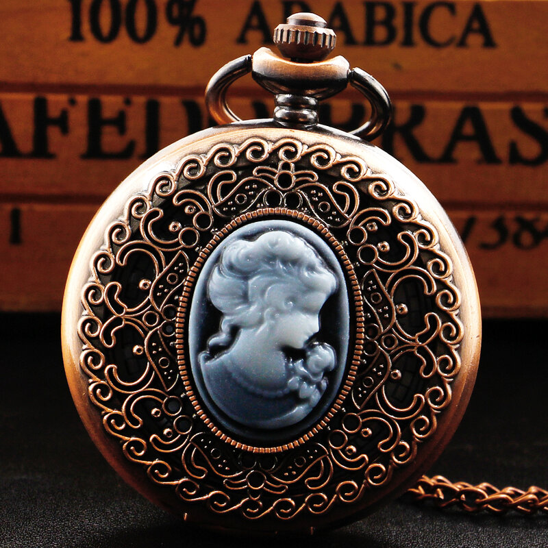 นาฬิกาพกสร้อยคอควอทซ์ย้อนยุคโบราณสำหรับผู้หญิงของขวัญยอดนิยมพร้อมโซ่