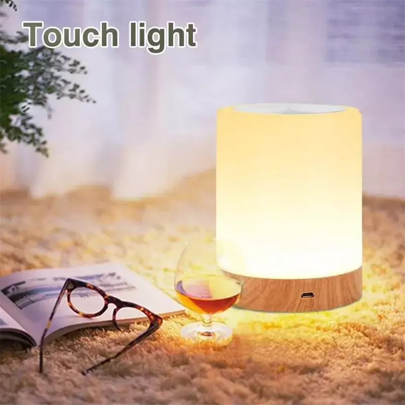 충전식 LED 터치 야간 조명, 혁신적인 작은 야간 조명, 테이블 침대 옆 간호 램프, 6 가지 색상 조명 조절 가능 야간 램프