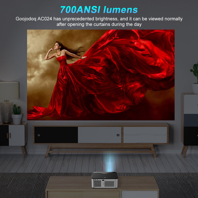 Projektor GOOJODOQ Full HD 1080P 4K 8K 700ANSI 15500 lumenów z systemem Android WiFi LED projektor filmowy wideo do kina domowego