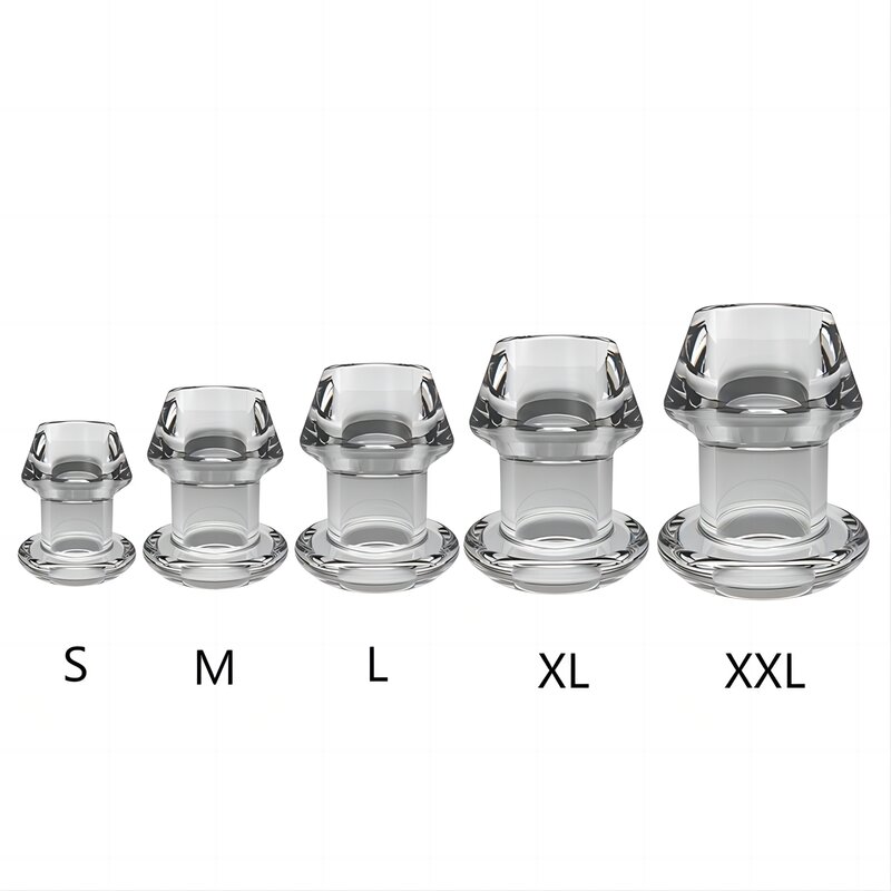 Hollow Speculum Peeking Anal Beads Butt Plug with Stopper Expander Tunnel Transparent Anus Dilation Adult Women Men Gay