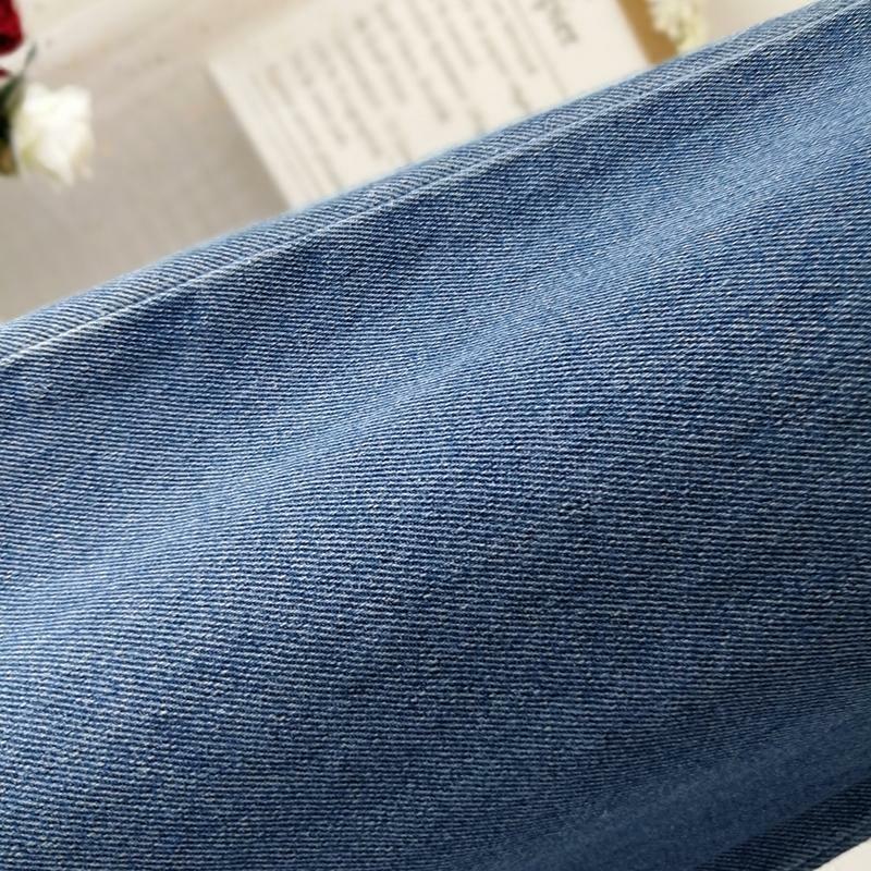 กางเกงยีนส์กางเกงขาม้าเล็กเอวสูงสีฟ้าสำหรับผู้หญิง celana Slim ทรงหลวม MODE KOREA ฤดูใบไม้ผลิฤดูร้อน