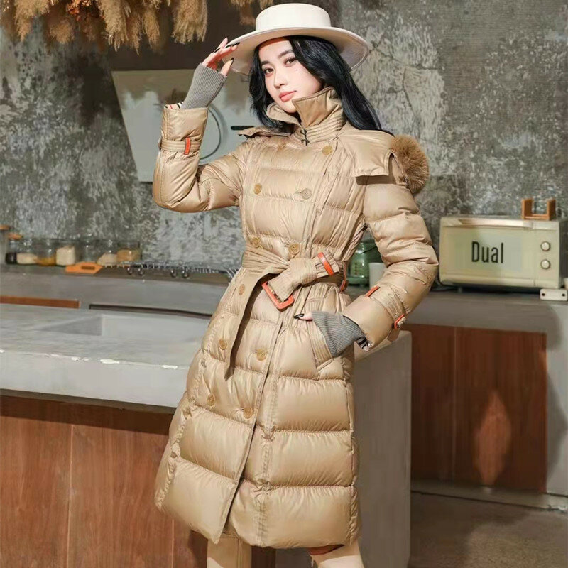 GGD-abrigos de plumón de pato blanco de lujo para mujer, X-LONG de invierno, 28-57, nueva moda, 2022