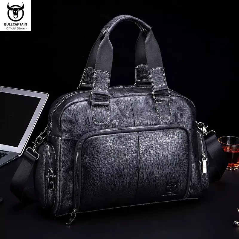 BULLCAPTAIN мужской кожаный портфель используется для 14-дюймовая сумка-мессенджер на плечо для ноутбука