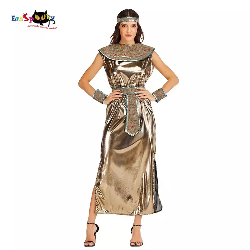 Eraspooky vestido de Cleopatra egipcia para mujer, traje de Cosplay de Reina Egipcia, traje de fiesta de Carnaval de Halloween, vestido de Purim Sexy antiguo