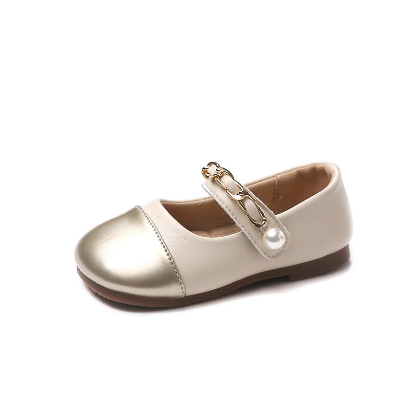 2023 nuove catene antiscivolo carino colore abbinato scarpe per bambini Casual Drop Shipping perle Cute Children Fashion Princess Shoes Simple
