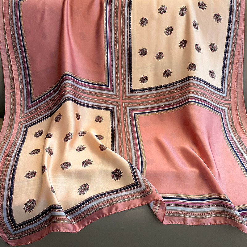 Lenço de seda feminino, protetor solar, lenço de seda longo, lenço de seda, moda luxuosa, versátil, 86*180cm, novo