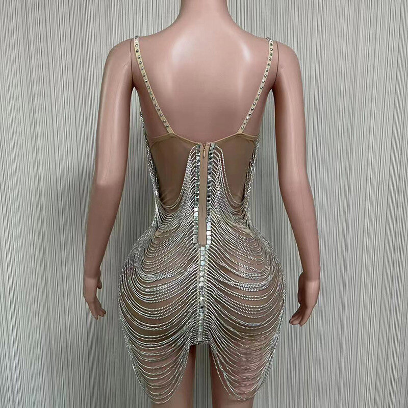 Xiang-女の子のためのダイヤモンドクリスタルドレス,イブニングドレス,バーコスチューム,ブラカラー,新しいファッション,2024