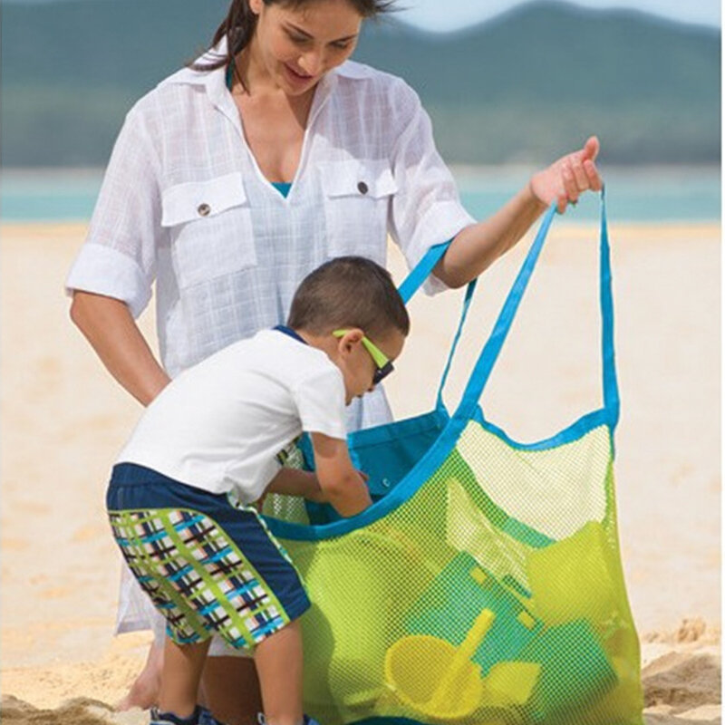Bolsa de playa de malla para niños, bolsa de mano portátil duradera para interiores y exteriores, almacenamiento de juguetes deportivos para natación, 1 piezas