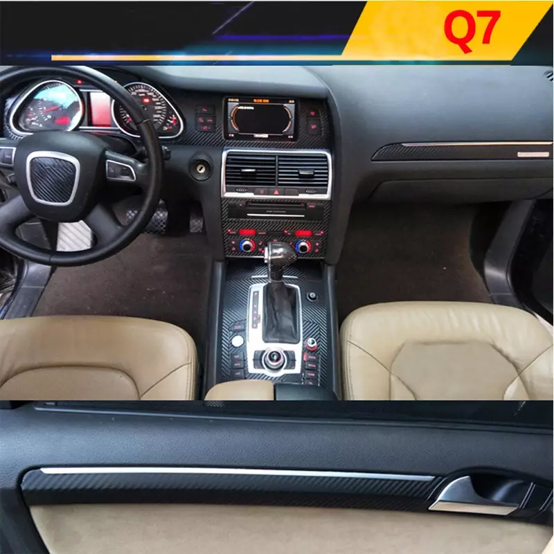 Pegatina Interior de coche para Audi Q7, Panel de Control Central, puerta de engranaje, volante, Panel de ventilación de aire trasero, cubierta de película para coche, 2009-2015