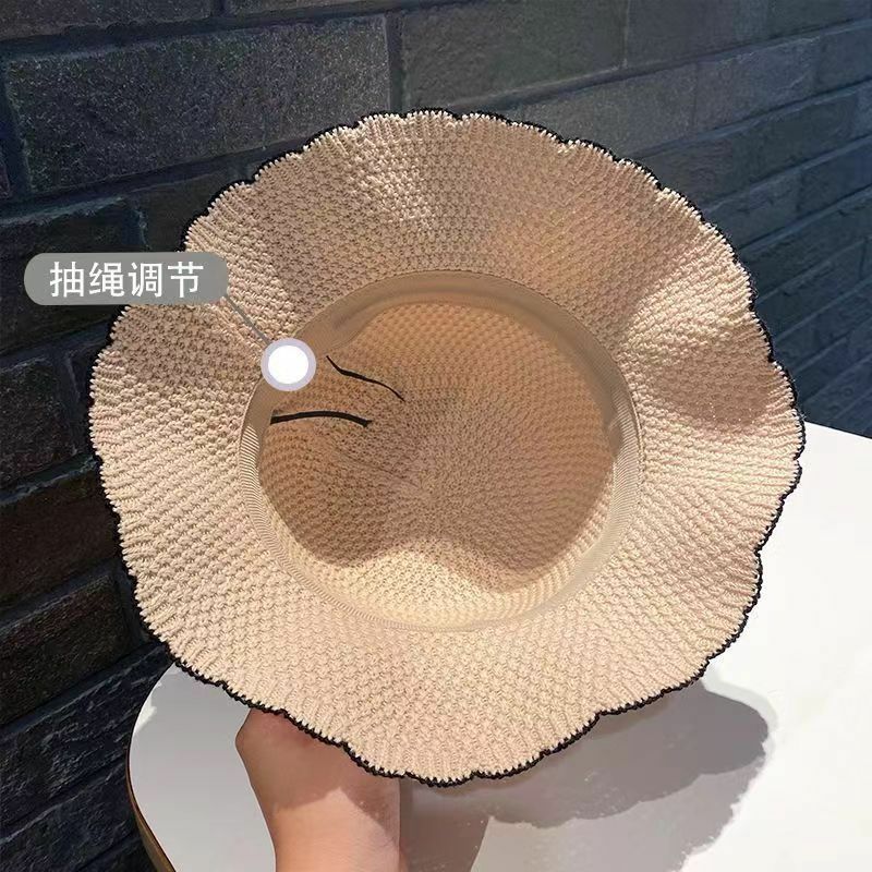 Women's New Cute Thin Bowknot Strap Decor Sun Hat Monochrome Thin Breathable Basin Hats Summer Lightweight Sunshade Bucket Hat