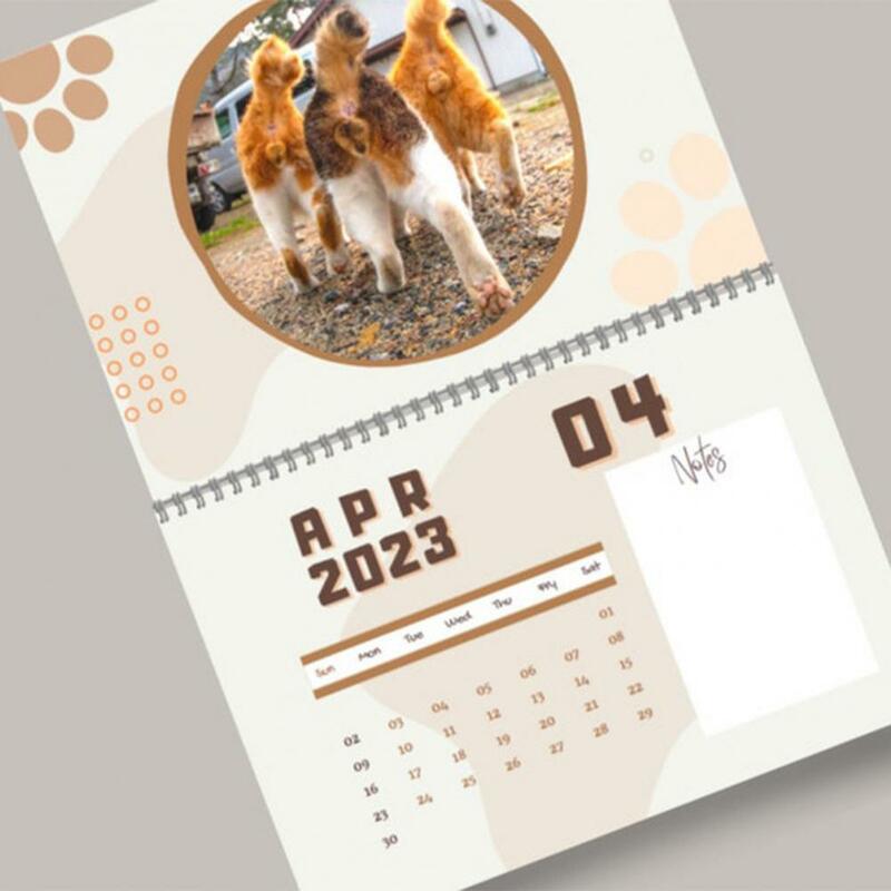 Calendario del culo di gatto Design innovativo della bobina stampa trasparente calendario della casa dell'anno accademico 2023 per la casa