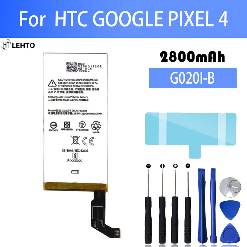 Google Pixel 4、G020I-B、2800mAh、純正バッテリー用の大容量交換用バッテリー、100%