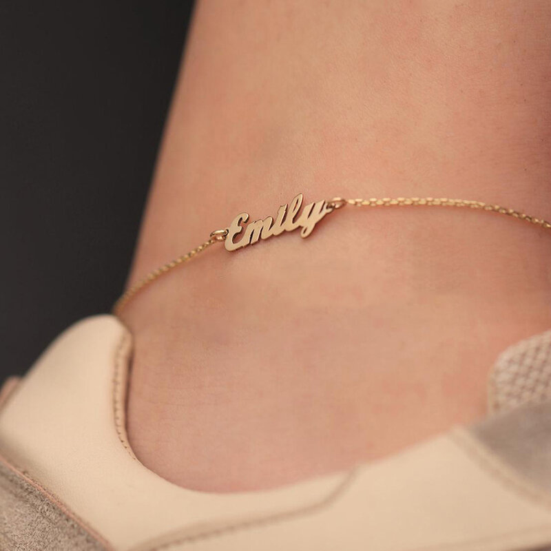 eManco Customized Name Anklet for Women Gold Color Personalized Letter 316L Stainless Steel Jewelry Gift Support Dropshipping