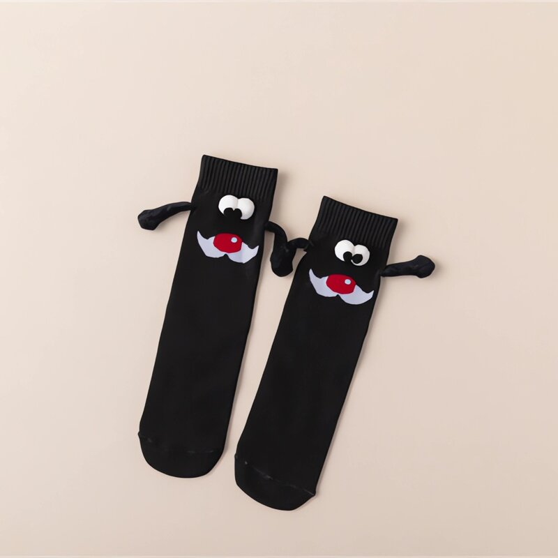 Симпатичные рождественские магнитные носки 2023 для женщин и мужчин, забавные креативные Мультяшные глаза, повседневные хлопковые носки средней длины