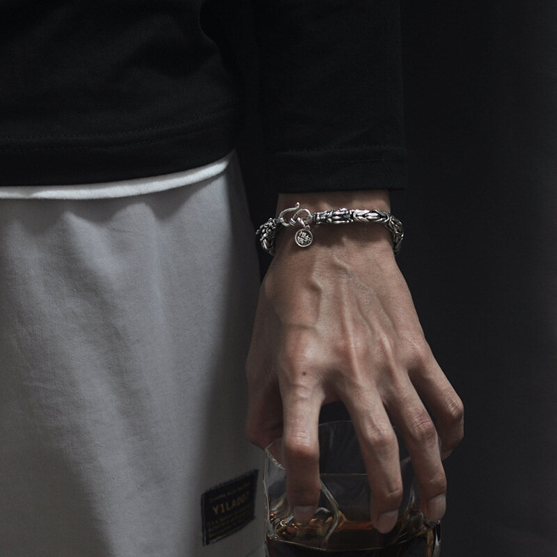 Мужской винтажный двухсторонний браслет в готическом стиле, европейский и американский панк браслет с головой дракона 21 см