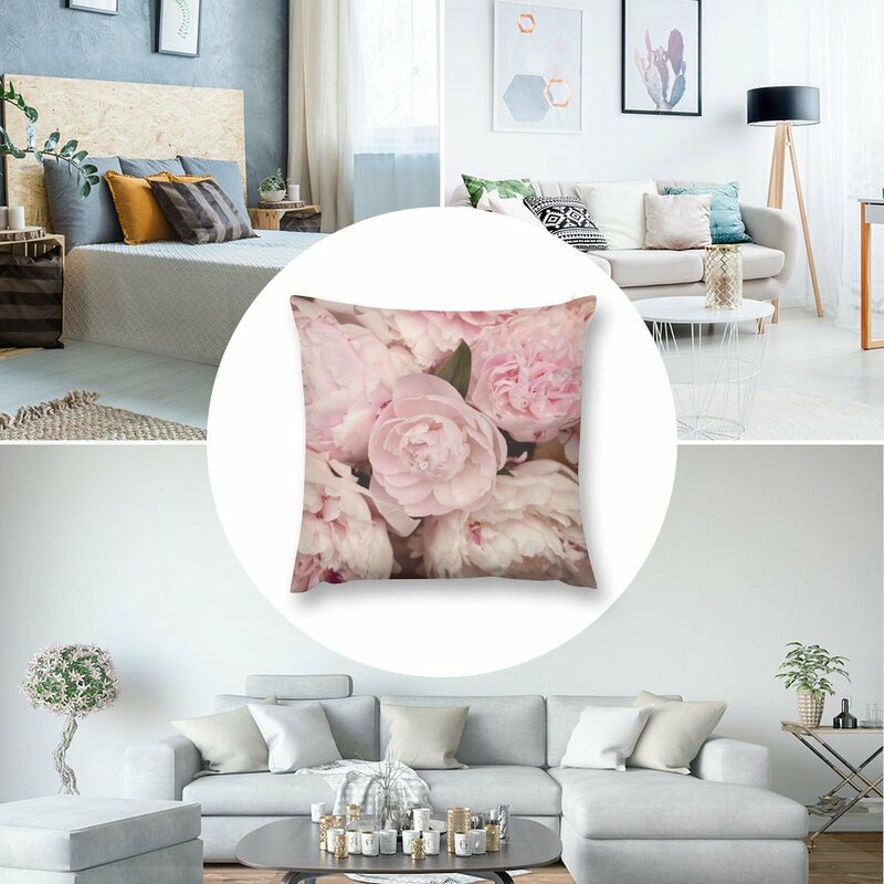 الفاخرة وسادة تغطي لغرفة المعيشة أريكة ، الوردي الفاوانيا الزهور ، رمي غطاء وسادة