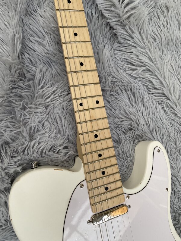 Высококачественная электрическая гитара со звуковыми эффектами, изношенная кремово-белая, Классическая шестиструнная