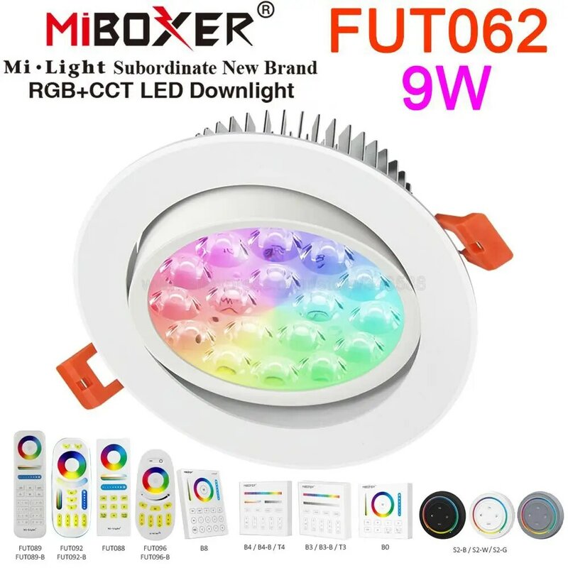 MiBoxer 2.4G Smart Downlight AC 110V 220V 6W 9W 12W 15W 18W 25W RGBCCT LED Ceiling Lamp Wireless Remote & WiFi APP Voice Control