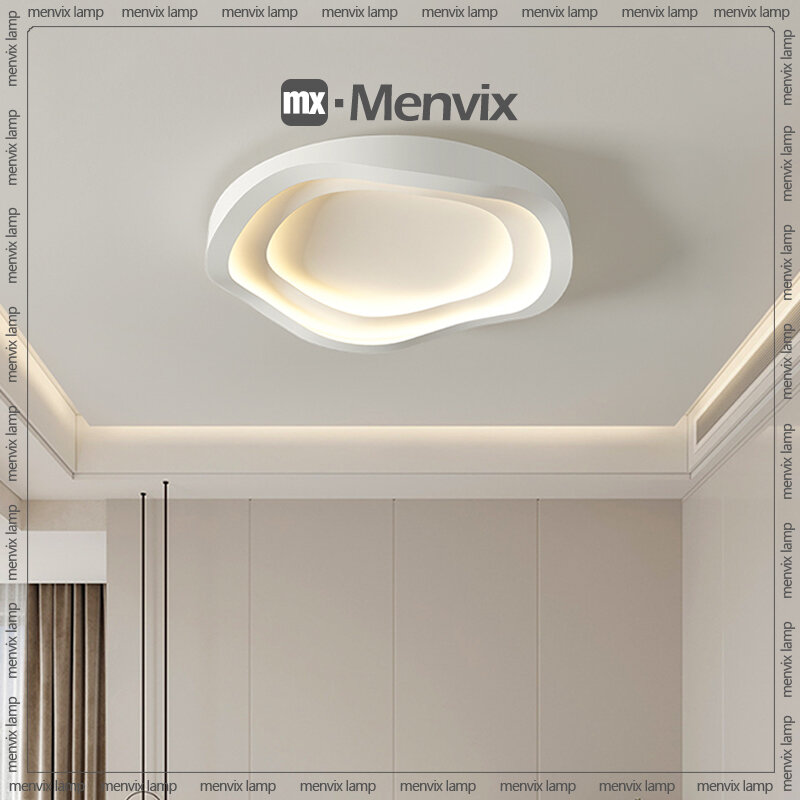 Menvix โคมไฟเพดาน LED แบบโมเดิร์นโคมไฟระย้าสีขาวทรงกลมไฟติดเพดานศิลปะสำหรับห้องนอนห้องเรียนห้องรับประทานอาหารห้องครัว