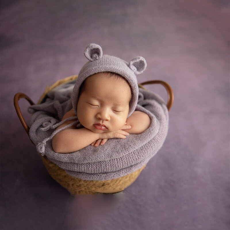 新生児用寝袋,ヘッドギア付き帽子,写真アクセサリー