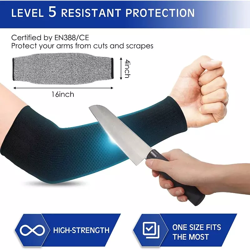 1pcs Level 5 HPPE Outdoor Work Safety Arm Guard Sleeve Anti-Cut Welding Protect Heavy Duty Gloves Resistant Fire Welders Cover