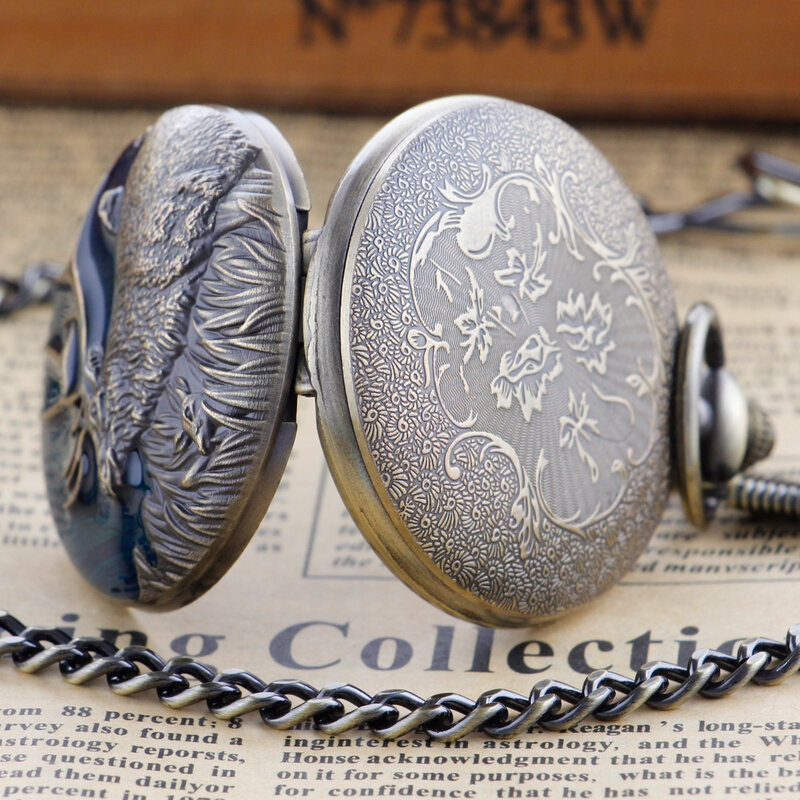 Reloj de bolsillo de cuarzo para hombre y mujer, pulsera con colgante de Collar personalizado, serie Retro de alce, nuevo diseño
