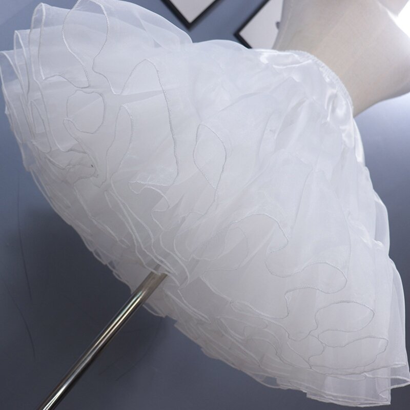 Krinoline Unterrock Petticoat A-Linie knielanges Brautkleid Vintage Ballkleid Slip für Frauen Hoopless Weiß