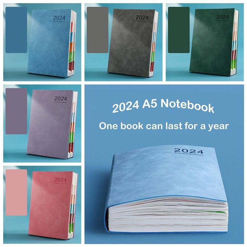 Agenda 2024 buku catatan perencana Notebook buku harian bulanan mingguan 365 hari untuk melakukan daftar catatan Pad 2024 buku catatan