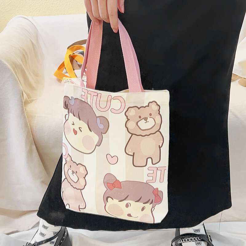 Новая японская модная холщовая Повседневная дизайнерская сумка-шоппер в японском стиле, Мультяшные маленькие сумки через плечо