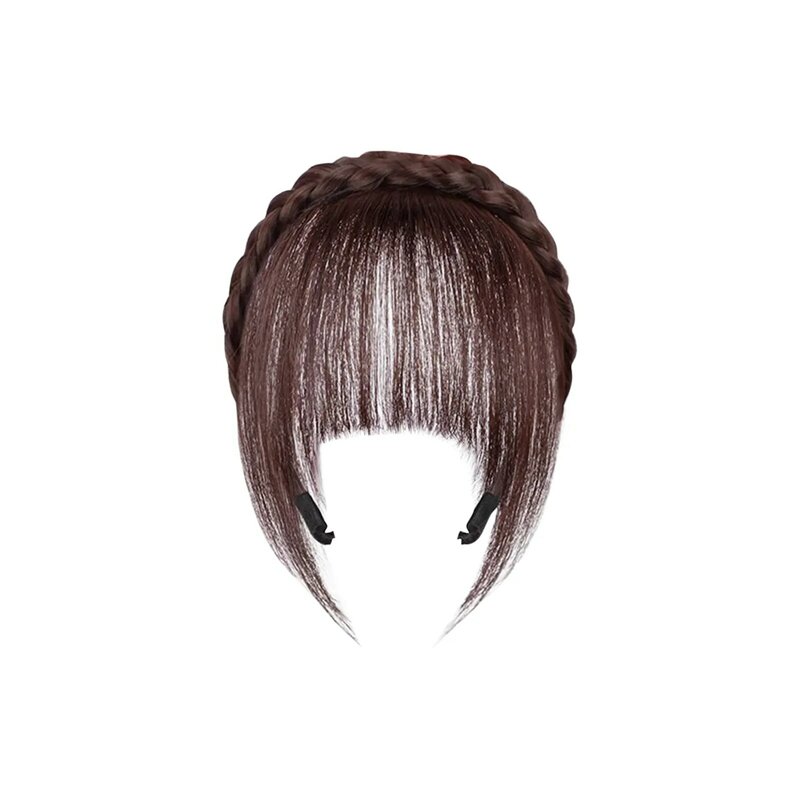 Synthetic Braids With Headband Bangs Fake Straight Straight Natural Heat Resistant Bangs Hair Accessorics for Adult Women