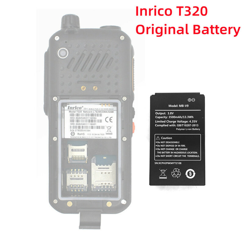 Bateria original para inrico t320 telefone móvel rede rádio walkie talkie 3500mah 3.8v li ion bateria