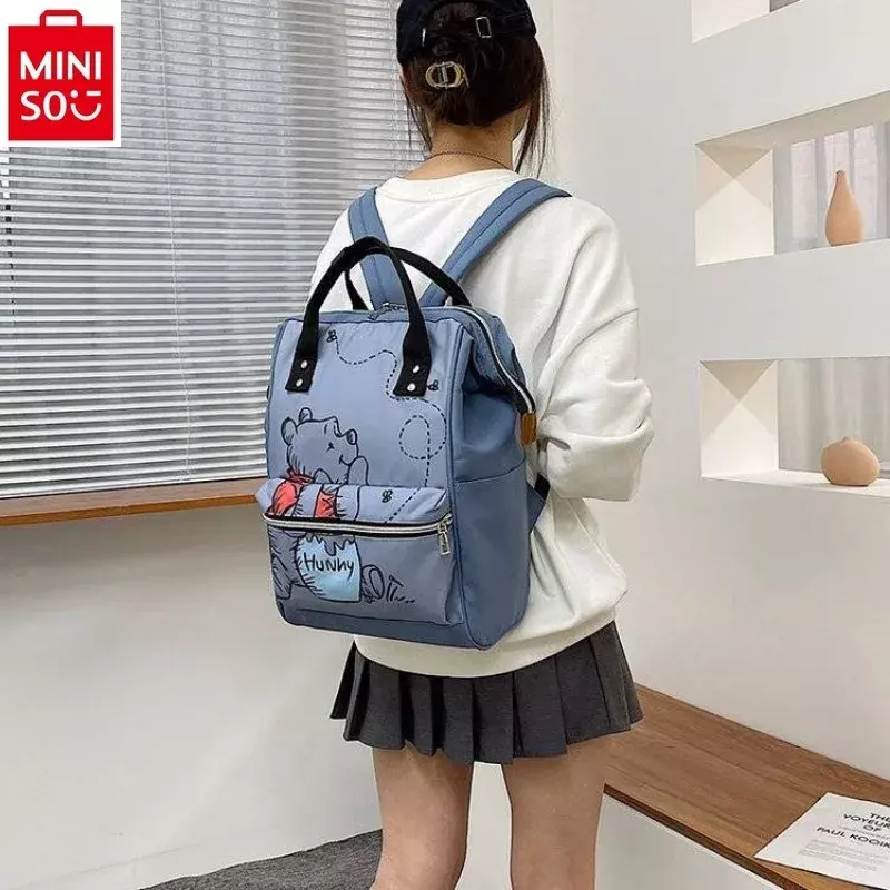MINISO модный нейлоновый рюкзак с принтом медведя Винни высокого качества для путешествий женский вместительный легкий рюкзак для хранения