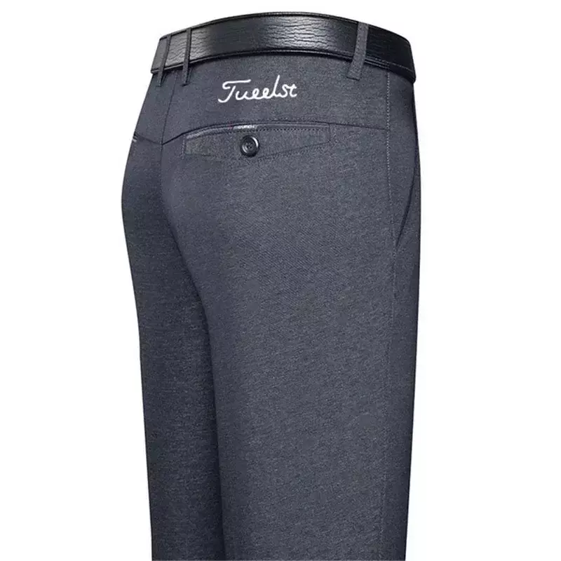 Celana kasual pria merek 2024 celana lurus tebal sedang celana bisnis kasual mode celana golf olahraga pria