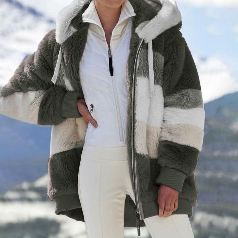 Inverno casaco feminino cashmere inverno cordeiro veludo jaqueta feminina com capuz cordão solto casacos de pelúcia oversized casual outwear