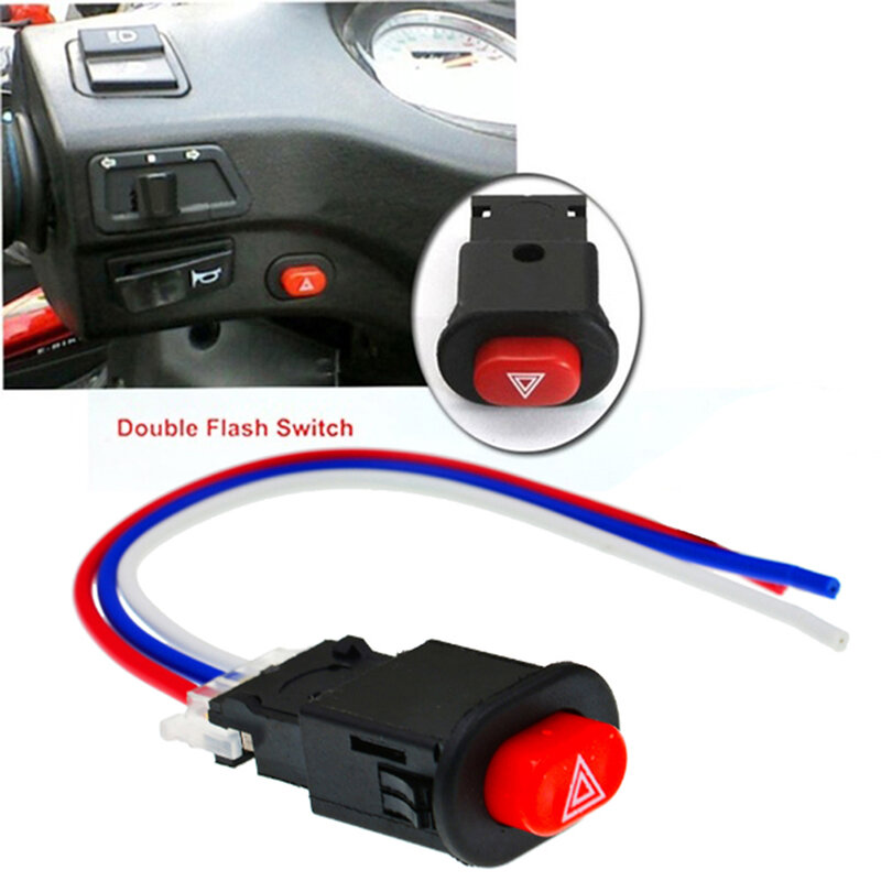Motorcycle Hazard Light Switch Double Warning Flasher Emergency Signal w/3 Wires