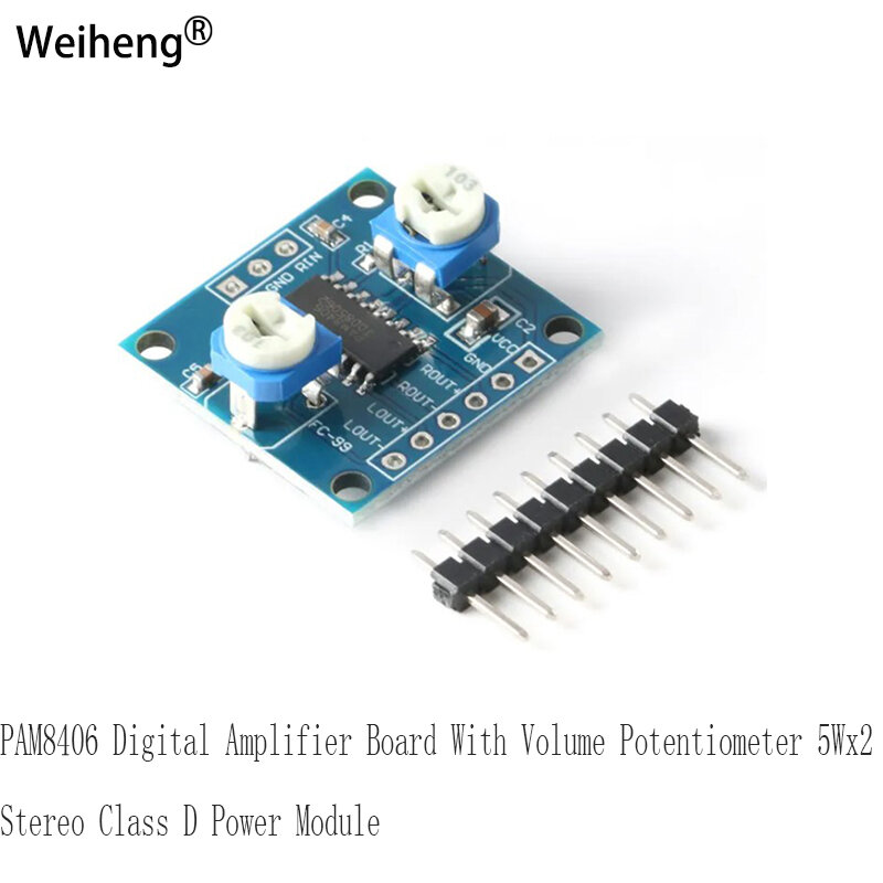 10Pcs AM8406 Digital AmplifierBoard With Volume Potentiometer 5Wx2 Stereo Class D Power Module PAM8406 DigitalAmplifierBoardWith