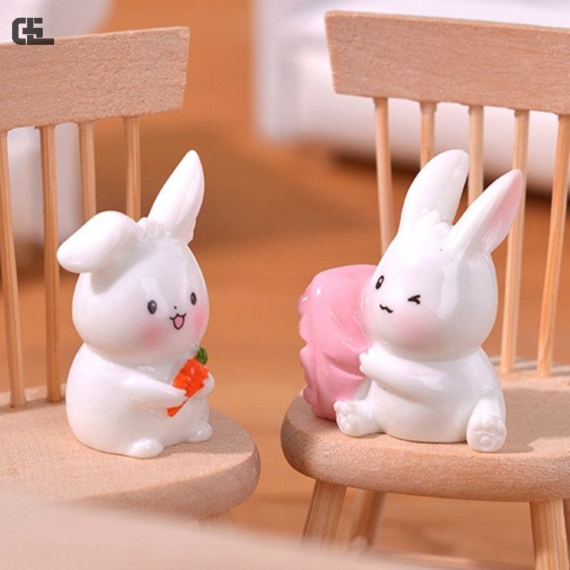 1Pc Mini carota coniglio ornamento cartone animato coniglietto figurina Micro paesaggio decorazione casa delle bambole giocattolo in miniatura