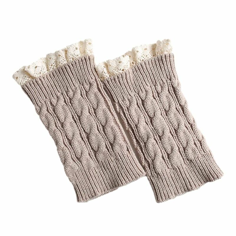 Scaldamuscoli in pizzo calzini invernali caldi elastici per stivali morbidi calzini corti lavorati a maglia da donna