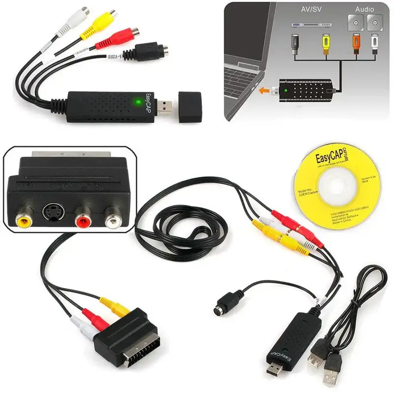 USB 2.0キーの簡単なキャップビデオキャプチャカード,テレビ,DVD,vhs,dvr,ラップトップ,モニター用