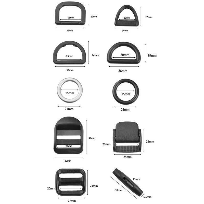 1PC Plastic Buckle For Paracords Bracelets Side Release Buckles Strap Slider D Ring G Hook Outdoor Webbing Buckle For Backpack