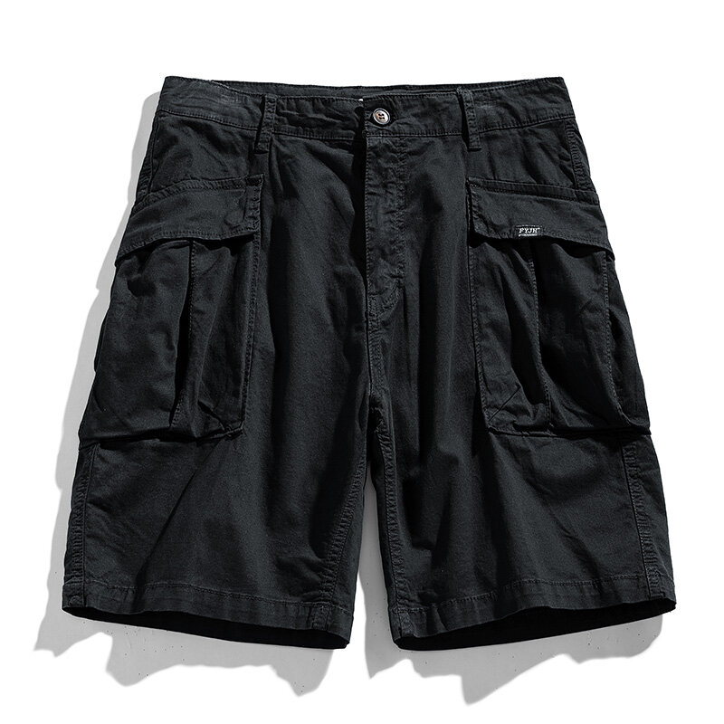 Pantalones cortos de algodón para hombre, Bermudas informales con varios bolsillos, verano, 2023