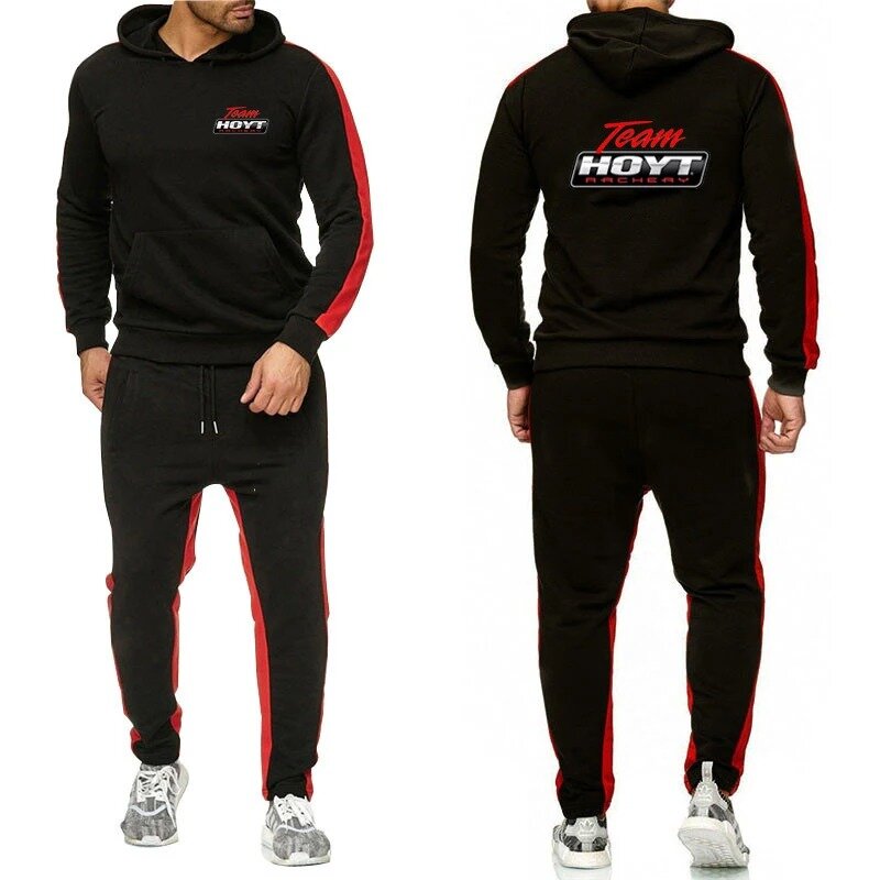 2024 Hoyt Archery męskie nowe wiosenne jesienne dresy pulower z kapturem bluza z kapturem + spodnie Casual Print wygodny garnitur w jednolitym kolorze