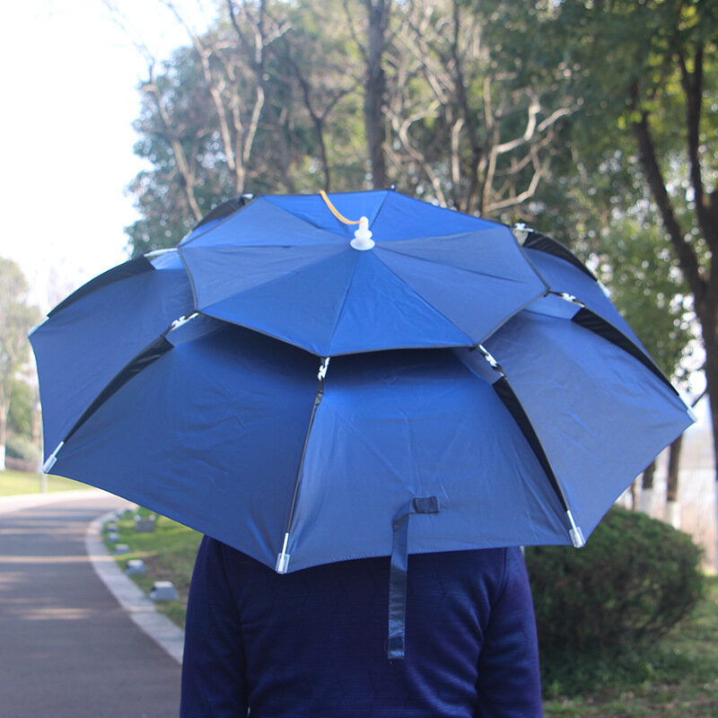 Topi pelindung matahari untuk memancing, topi hujan payung kepala vinil bersirkulasi udara, topi lipat pelindung matahari luar ruangan