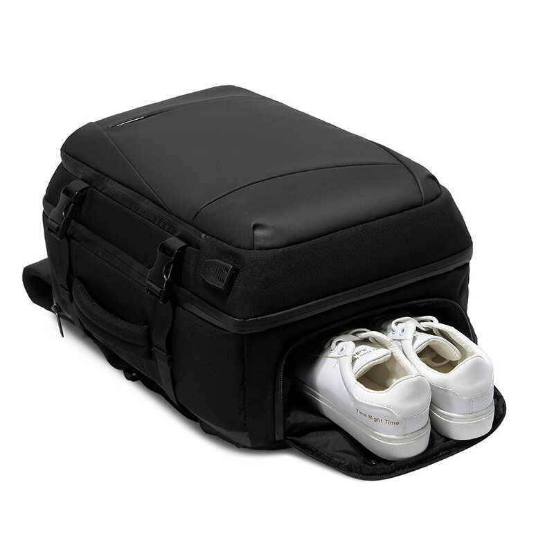 Sac à dos d'affaires étanche de grande capacité pour hommes, sac de voyage pour ordinateur portable 15.6 ", sacs de sport en plein air, compartiment à chaussures, port USB