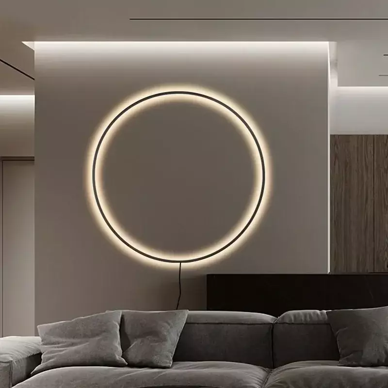 Dekorasi Modern Lampu Dinding LED untuk Kamar Tidur Ruang Tamu Rumah Desain Nordic Cincin Bulat Dalam Ruangan USB Tempat Lilin Perlengkapan Pencahayaan