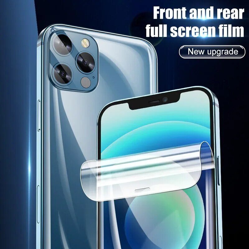 Filme de hidrogel 3pcs para iPhone 11 12 13 14 Pro Max Mini protetor de tela para iPhone XS Max XR X 6 7 8 Plus SE filme traseiro não vidro