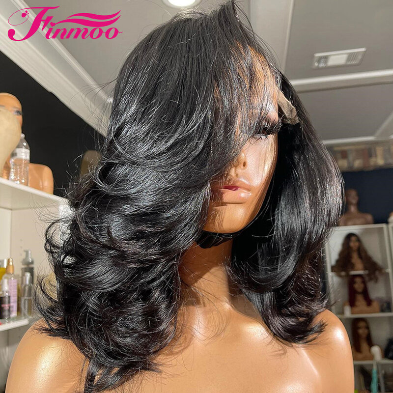 Peluca de cabello humano Remy brasileño de onda profunda para mujer, postizo de encaje transparente HD, sin pegamento, 5x5
