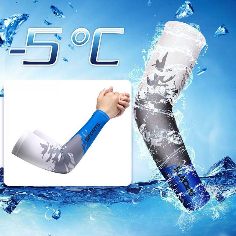 Summer Thin Men's Women's Ice Silk Sleeves Printed Ice Sun Arm Cycling UV Protection Protection Covers Driving Outdoor Slee B7O6