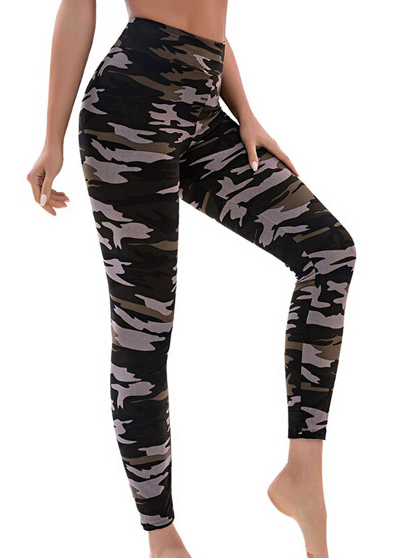 Женские леггинсы YSDNCHI, высокоэластичные обтягивающие Джеггинсы цвета хаки, леггинсы с камуфляжной расцветкой, для фитнеса, гимнастические спортивные брюки