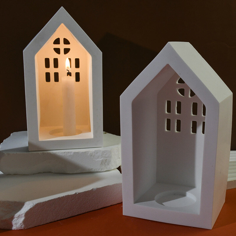 Concreto Candlestick Silicone Mold, DIY Tea Light Holder, Cimento Palaster Mold, House Design, Decoração de casa Moldes